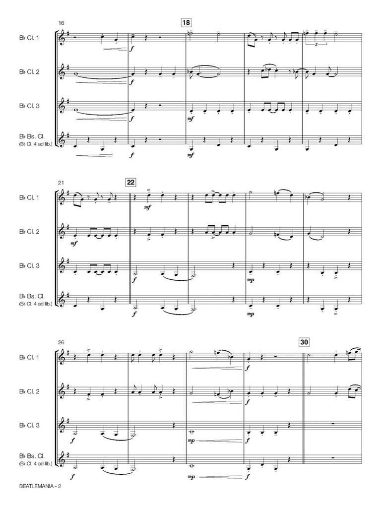 Beatlemania: (Arr. Norah Green): Klarinette Ensemble