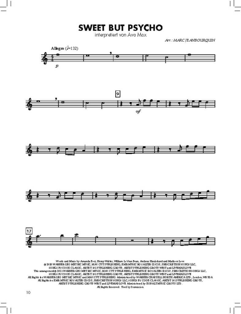 BläserKlasse Chart-Hits - Altsaxophon in Es: (Arr. Marc Jeanbourquin): Blasorchester