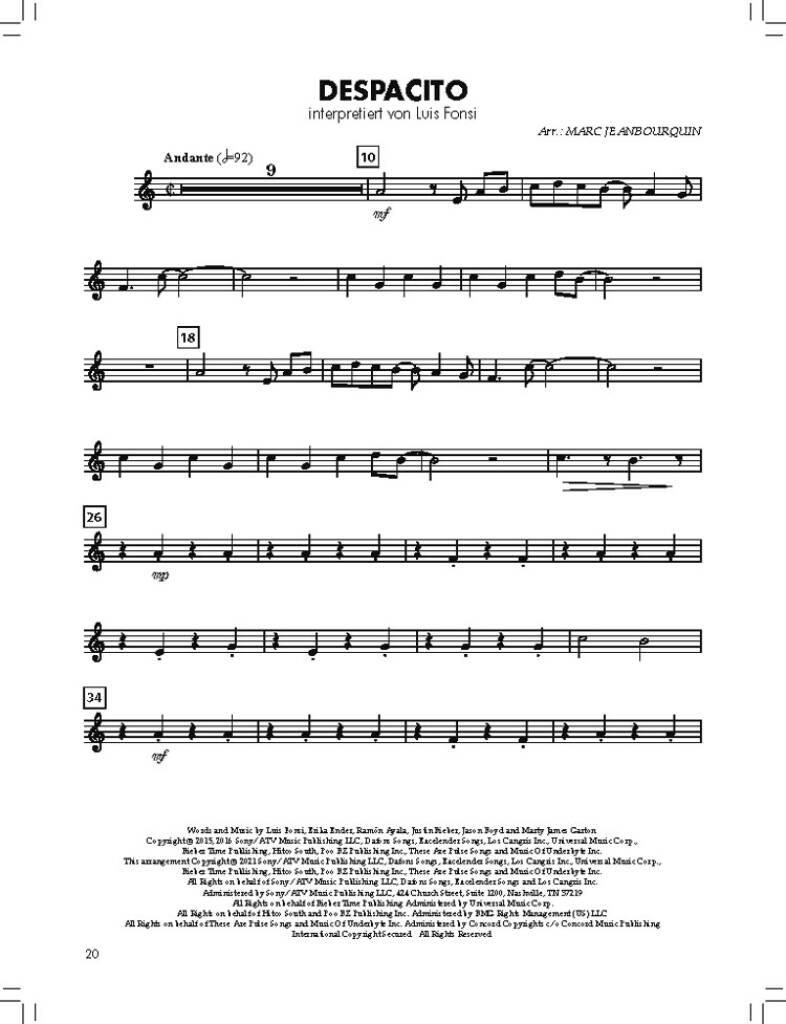 BläserKlasse Chart-Hits - Trompete in B: (Arr. Marc Jeanbourquin): Blasorchester