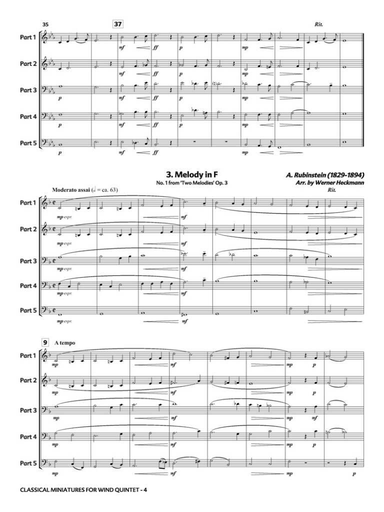 Classical Miniatures for Wind Quintet: (Arr. Prof. Herr Werner Heckmann): Variables Ensemble