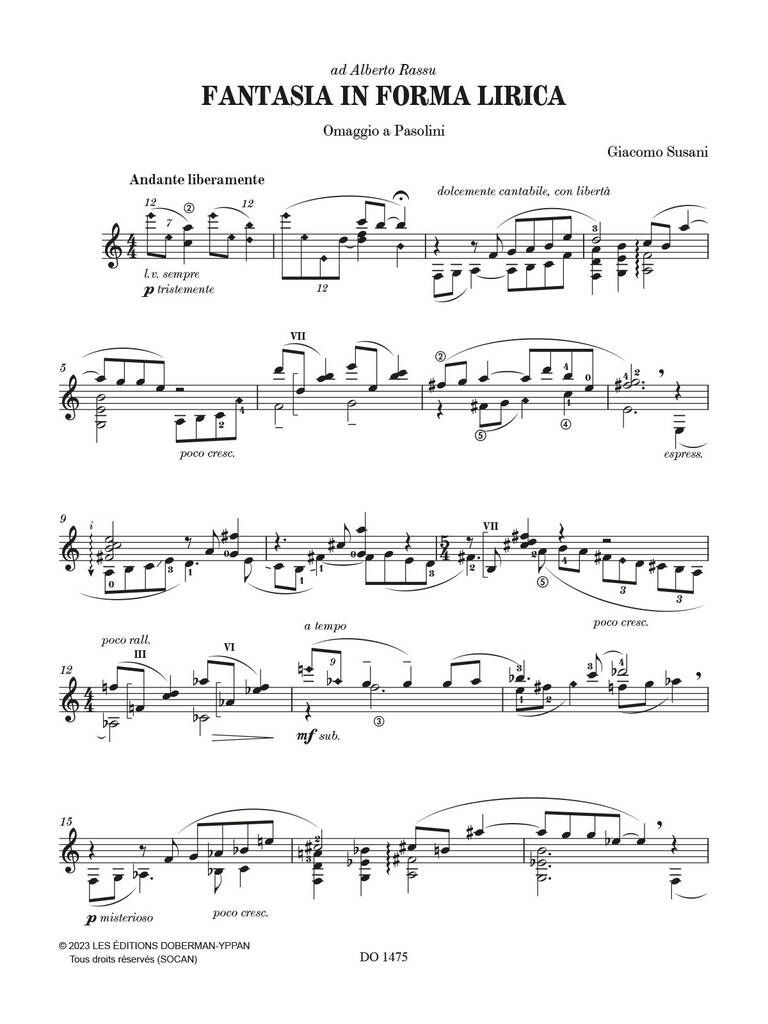 Giacomo Susani: Fantasia in Forma Lirica: Gitarre Solo