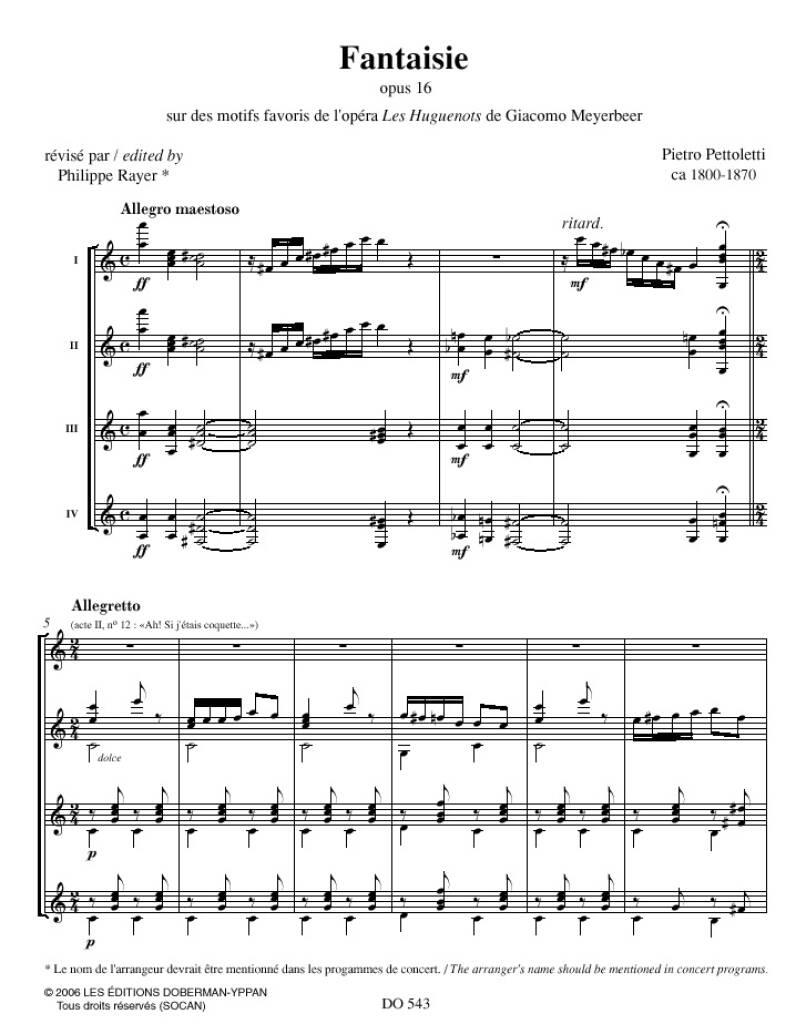 Pietro Pettoletti: Fantaisie op. 16: Gitarre Trio / Quartett