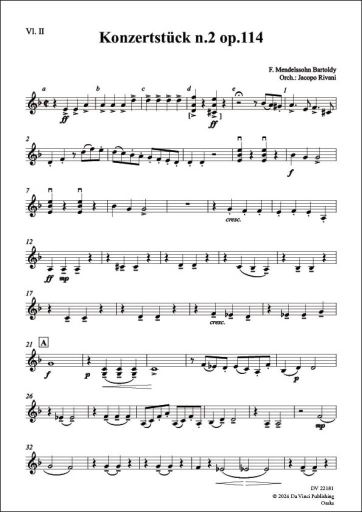 Felix Mendelssohn Bartoldy: Konzertstück No. 2 Op. 114: Streichorchester mit Solo