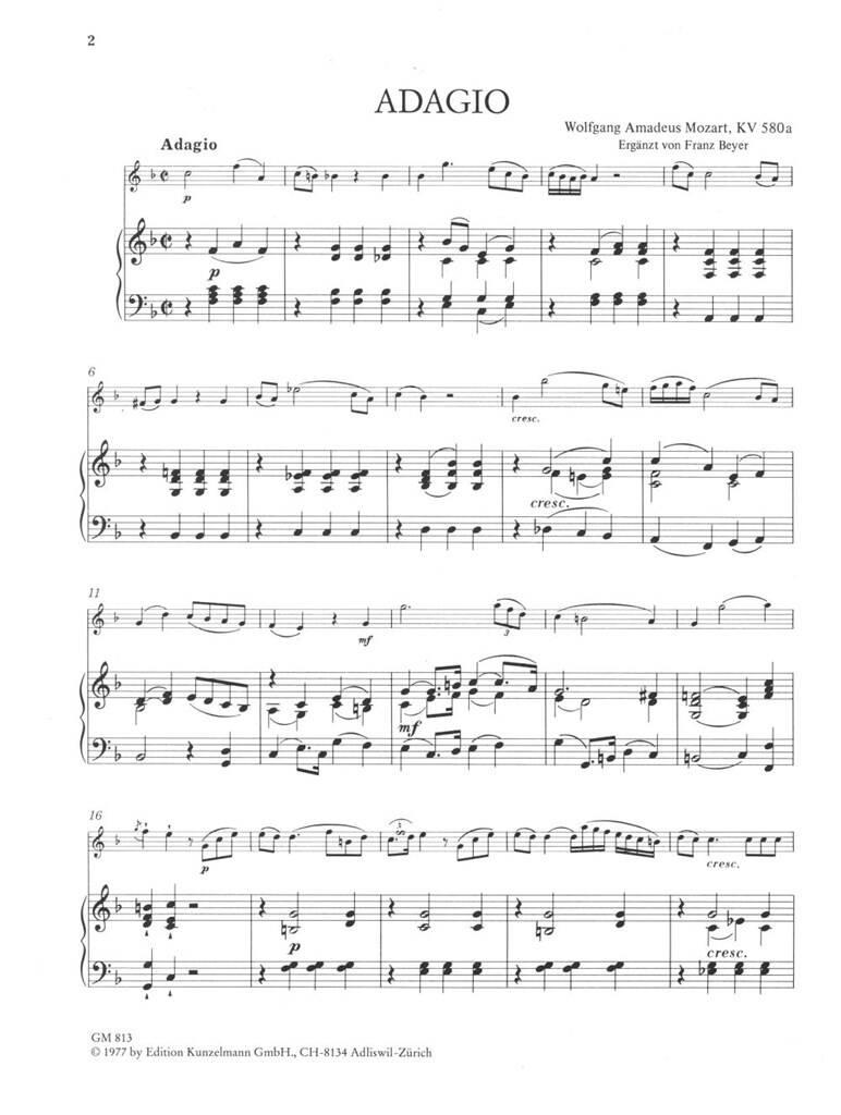 Wolfgang Amadeus Mozart: Adagio F Kv580A: Klarinette mit Begleitung