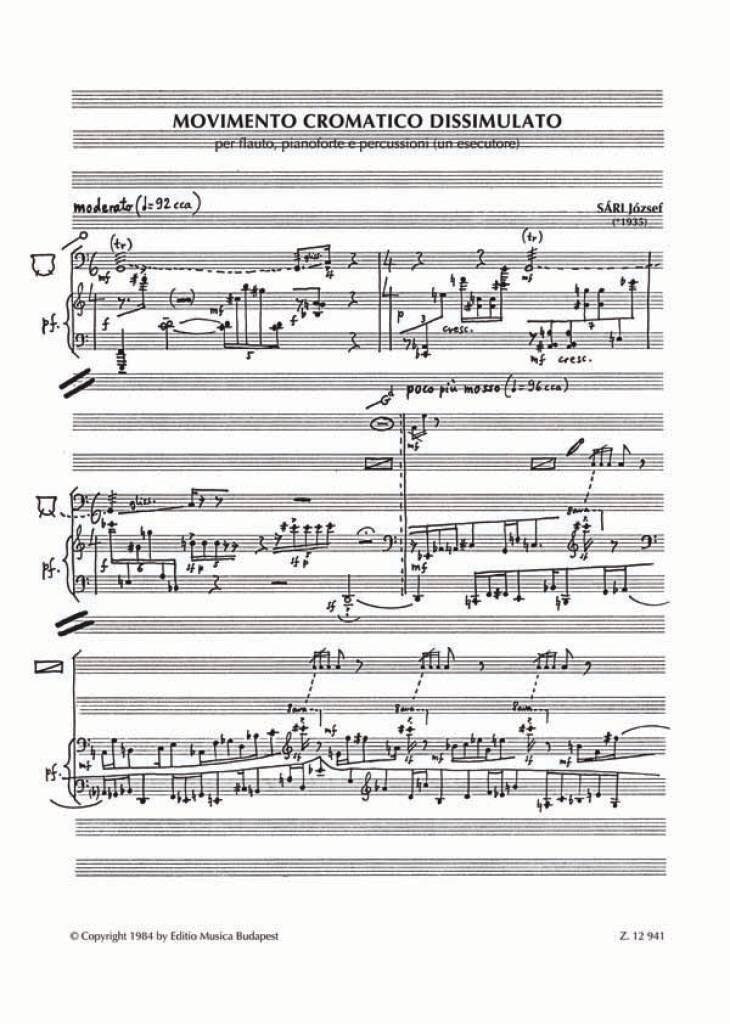 József Sári: Movimento cromatico dissimulato per flauto, pian: Kammerensemble