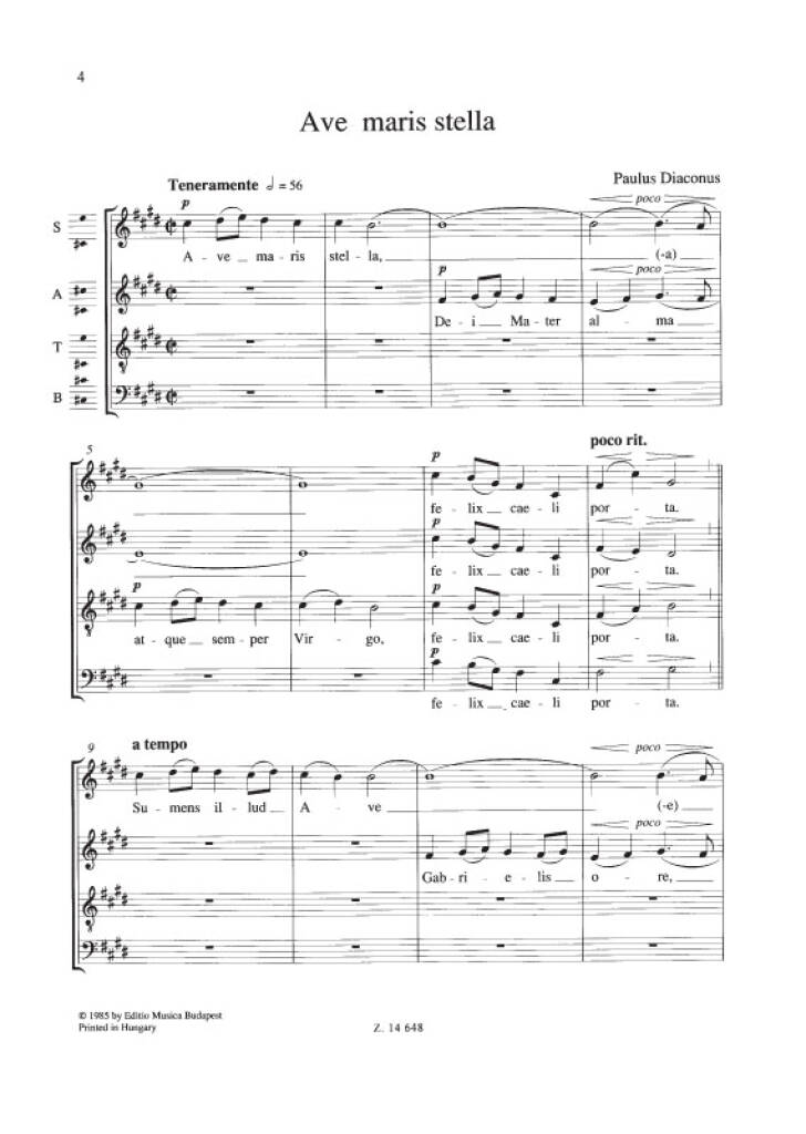Lajos Bárdos: Werke für gemischten Chor - Marienlieder: Gemischter Chor A cappella