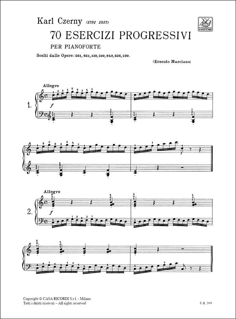 Carl Czerny: 70 Esercizi Progressivi: Klavier Solo