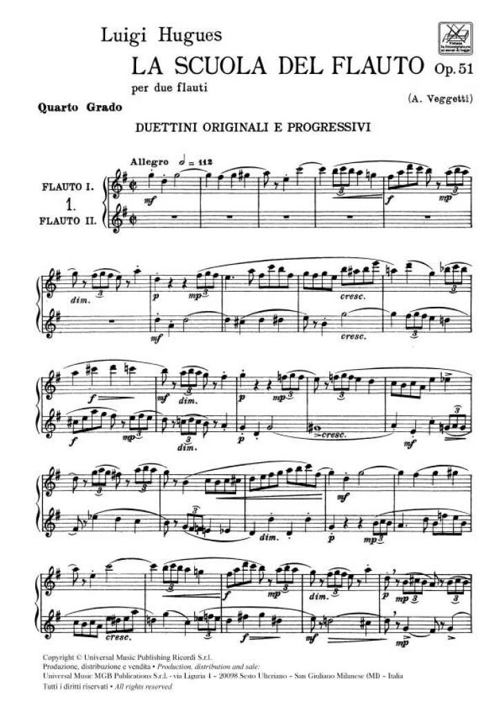 Luigi Hugues: La Scuola Del Flauto Op. 51 - Iv Grado: Flöte Duett