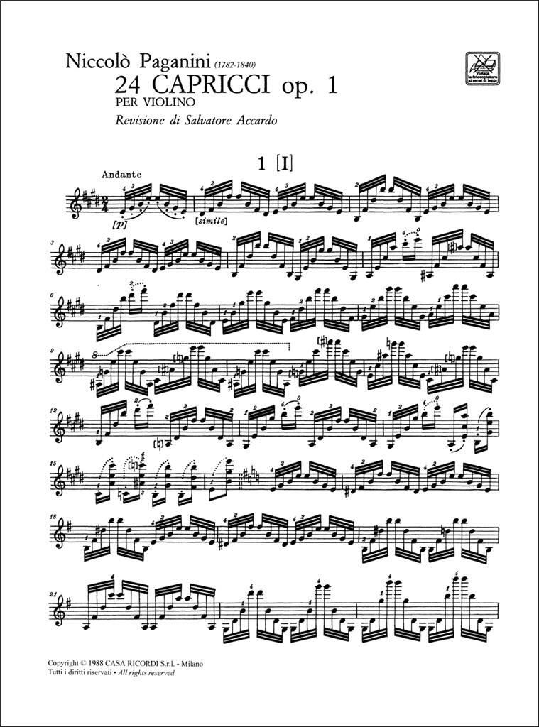 Niccolò Paganini: 24 Capricci Opus 1: Violine Solo