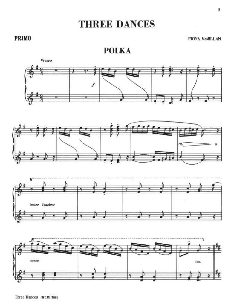 Fiona Macmillan: Three Dances: Klavier Duett