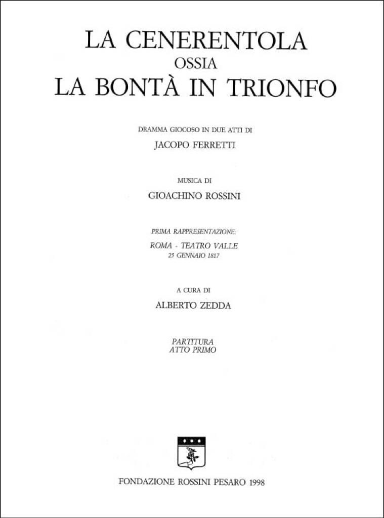 Gioachino Rossini: La Cenerentola Ossia La Bontà In Trionfo: Gemischter Chor mit Ensemble