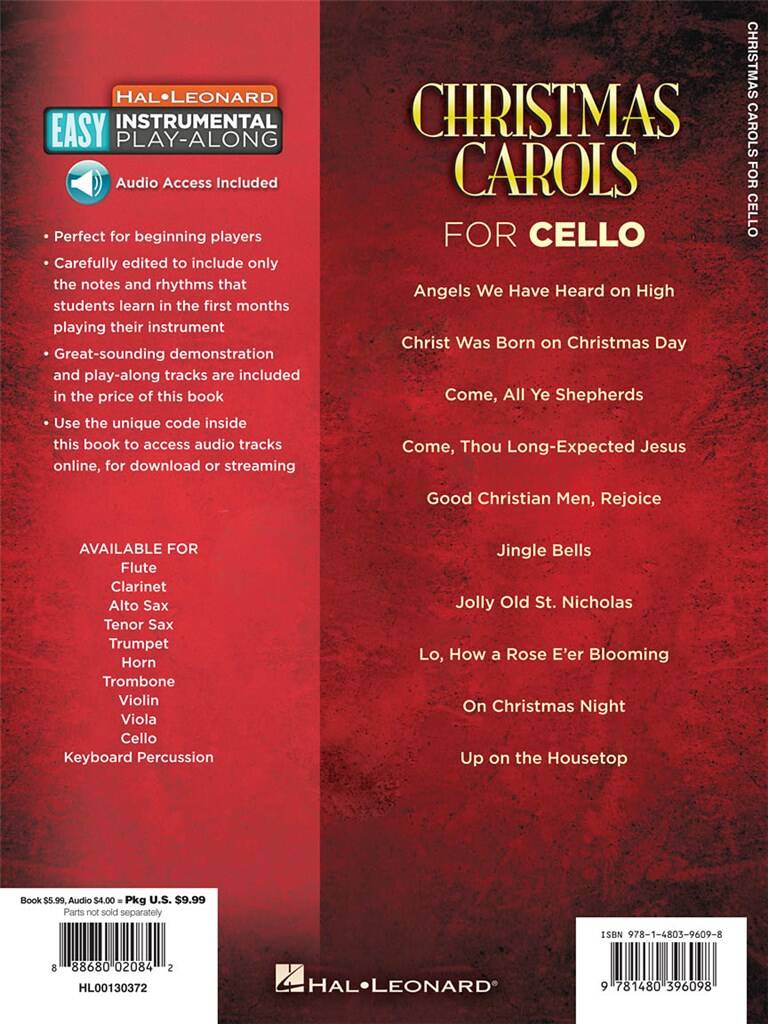 Christmas Carols - 10 Holiday Favorites: Cello Solo