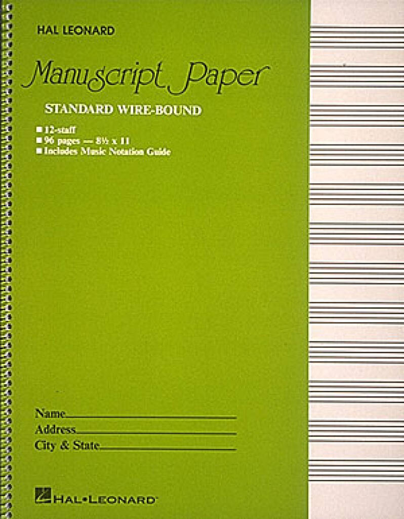 Standard Wirebound Manuscript Paper (Green Cover): Notenpapier