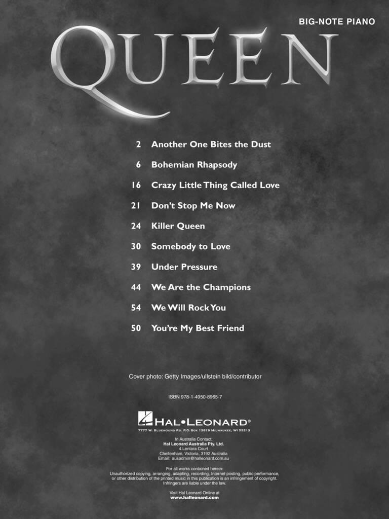 Queen: Queen for Big-Note Piano: Klavier Solo