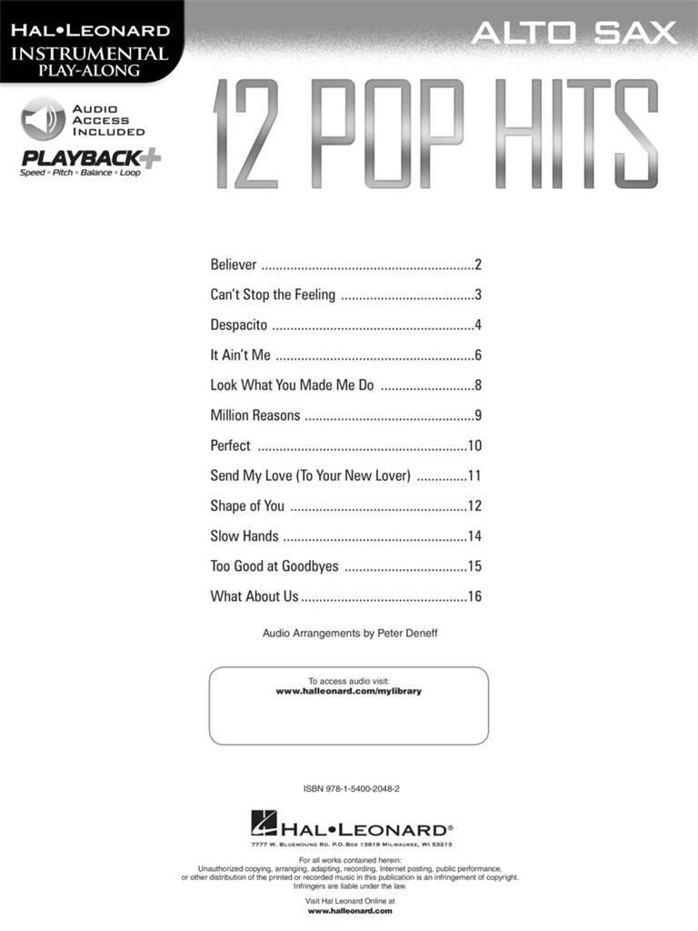 12 Pop Hits: Altsaxophon