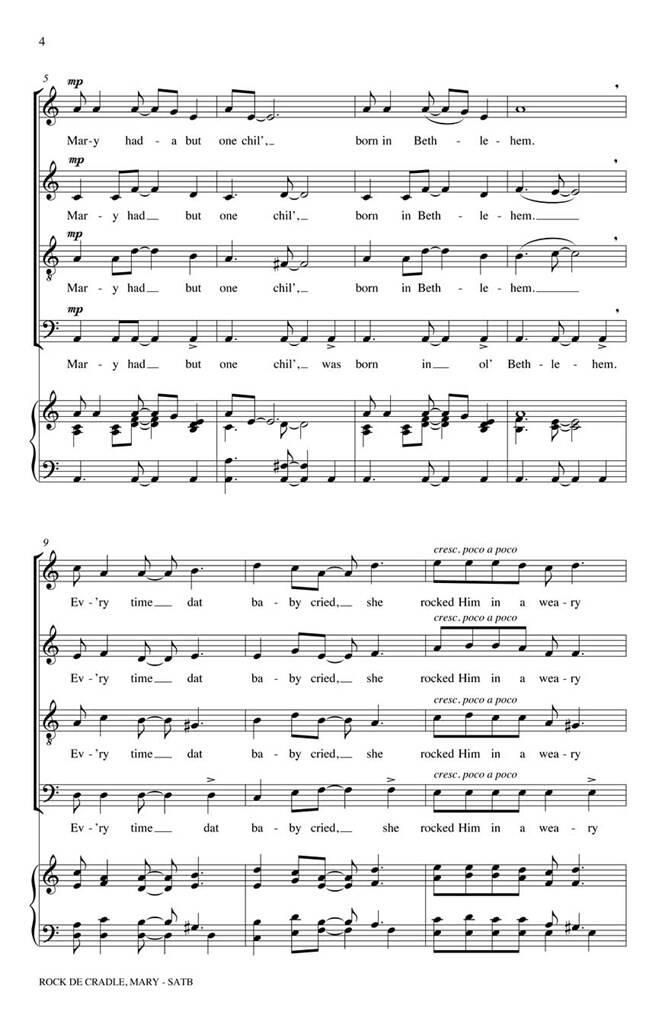 Rock De Cradle Mary: (Arr. Jerrell R. Gray): Gemischter Chor mit Begleitung