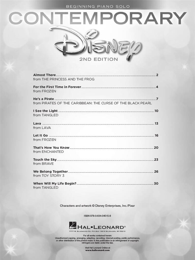 Contemporary Disney Solos - 2nd Edition: Klavier Solo