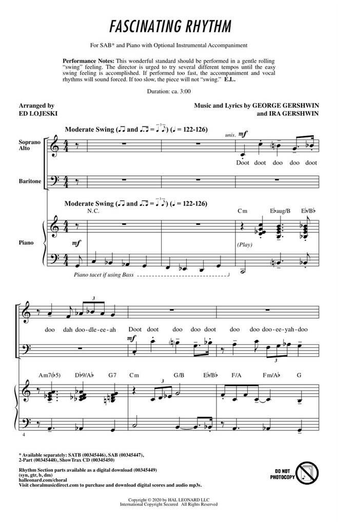George Gershwin: Fascinating Rhythm: (Arr. Ed Lojeski): Gemischter Chor mit Begleitung