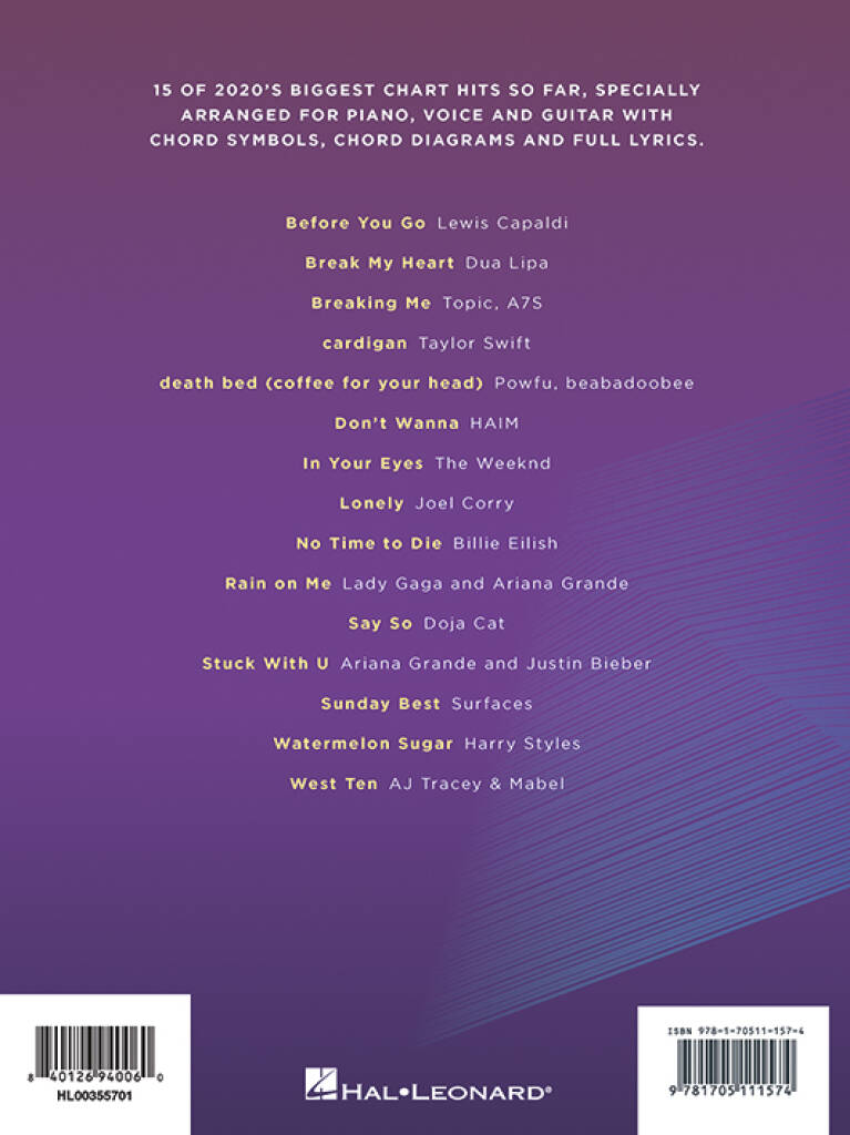 Top Hits of 2020: Klavier, Gesang, Gitarre (Songbooks)