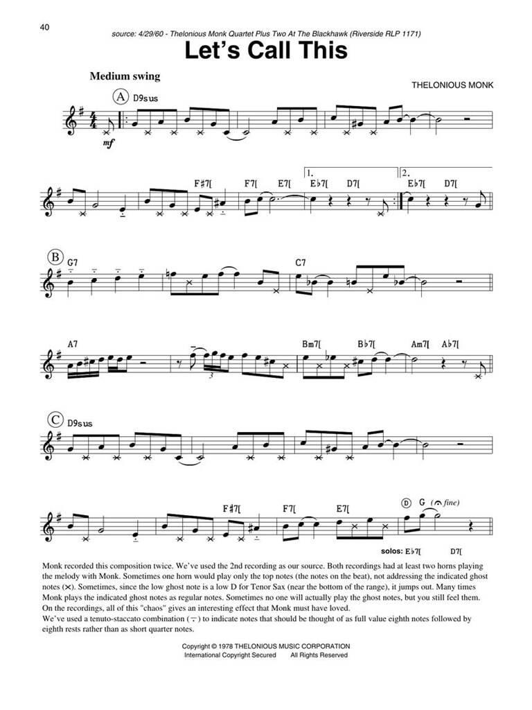 Thelonious Monk: Thelonious Monk Fake Book: C-Instrument