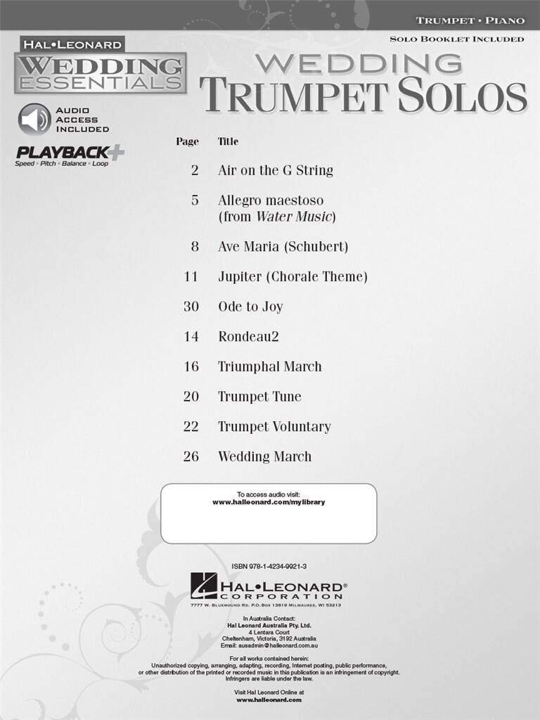 Wedding Trumpet Solos: Trompete Solo