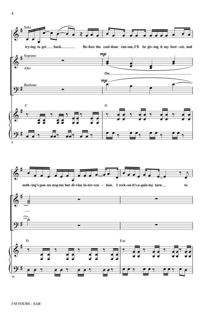 Jason Mraz: I'm Yours: (Arr. Mac Huff): Gemischter Chor mit Klavier/Orgel