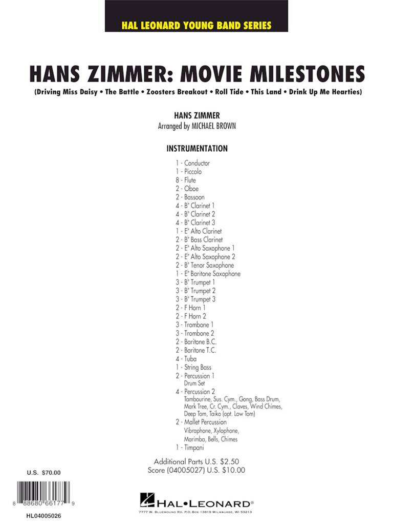 Hans Zimmer: Movie Milestones: (Arr. Michael Brown): Blasorchester
