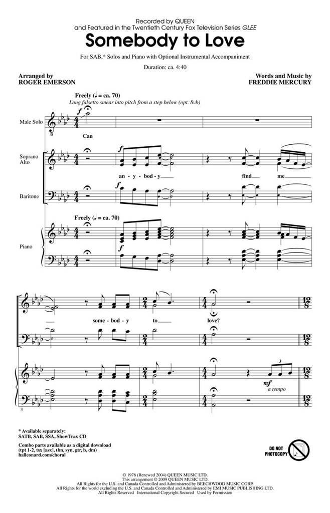 Freddie Mercury: Somebody To Love: Gemischter Chor mit Klavier/Orgel