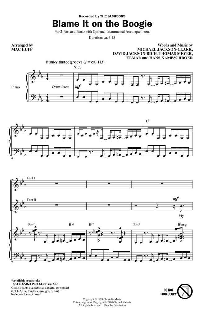 the Jackson Five: Blame It On The Boogie: (Arr. Mac Huff): Gesang Solo