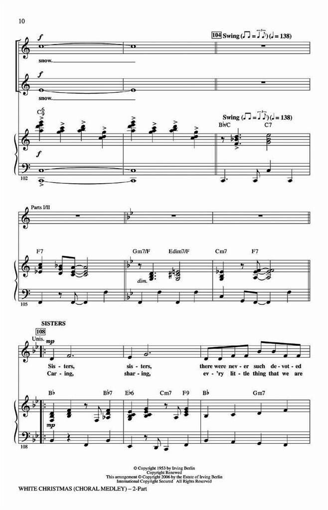 Irving Berlin: White Christmas (Choral Medley): (Arr. Mac Huff): Frauenchor mit Begleitung