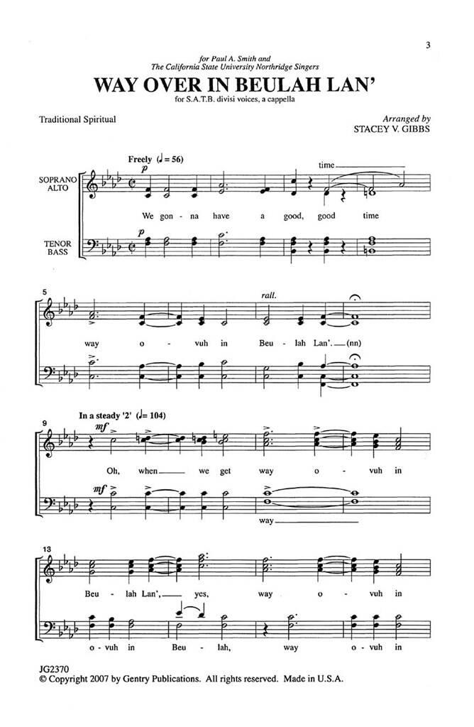 Way Over In Beulah Lan': (Arr. Stacey V. Gibbs): Gemischter Chor A cappella