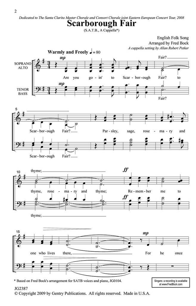 Scarborough Fair/Canticle: (Arr. Allan Robert Petker): Gemischter Chor mit Begleitung