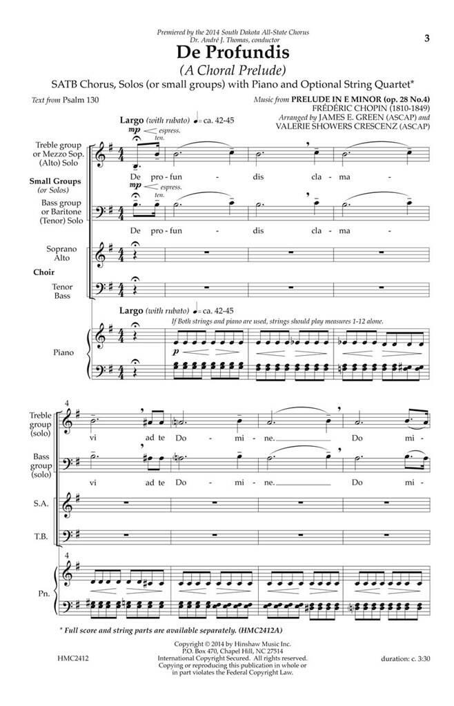 Frédéric Chopin: De Profundis (A Choral Prelude): (Arr. James E. Green): Gemischter Chor mit Klavier/Orgel