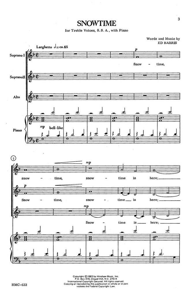 Ed Harris: Snowtime: Frauenchor mit Klavier/Orgel