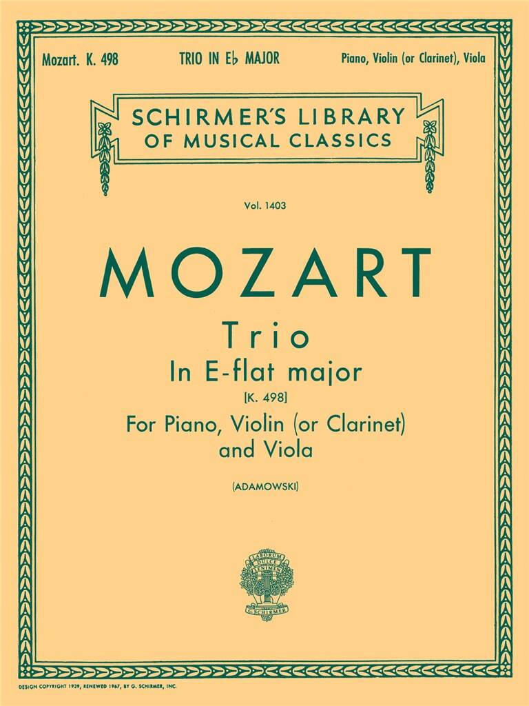 Wolfgang Amadeus Mozart: Trio No. 7 in E Flat, K.498: Kammerensemble