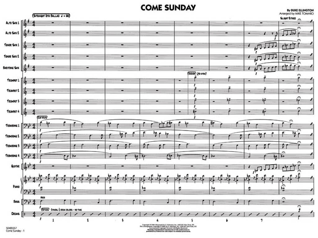 Come Sunday - Jazz Ensemble Score: Jazz Ensemble