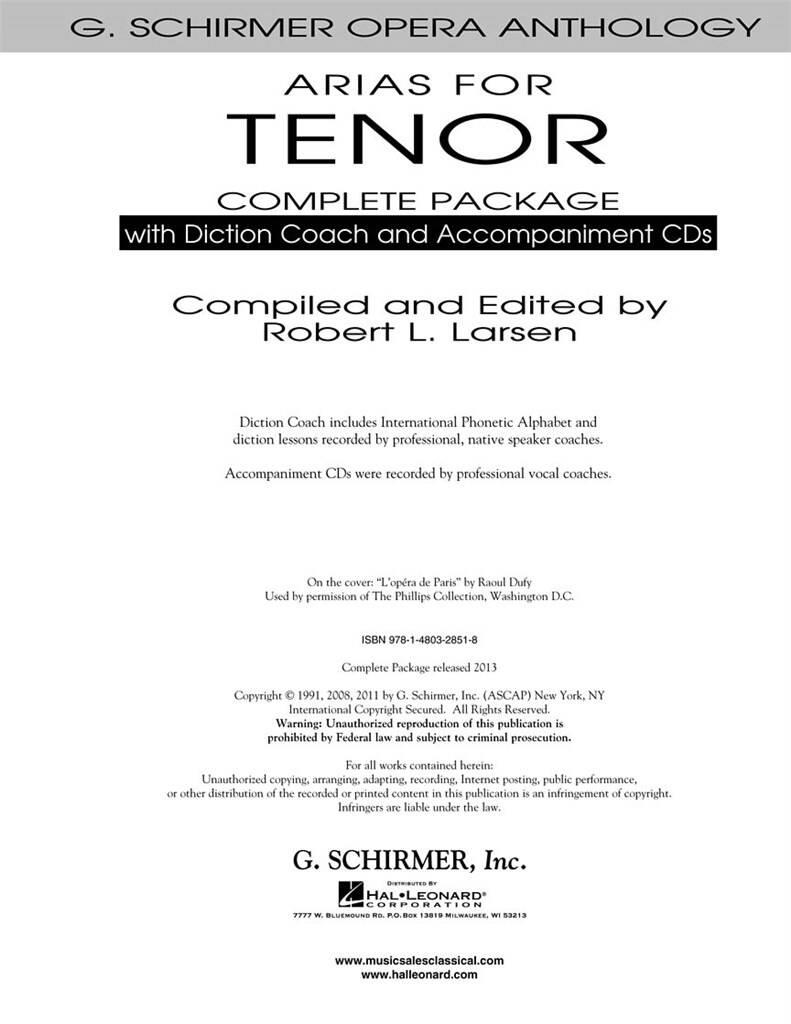 Arias For Tenor - Complete Package: Gesang Solo