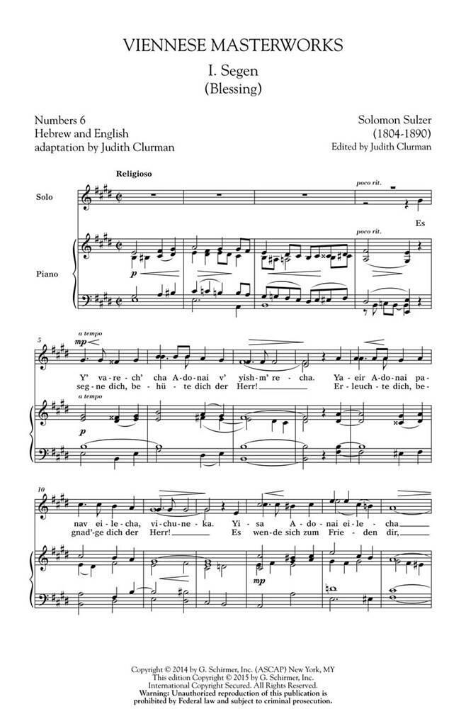 Salomon Sulzer: Viennese Masterworks: Gemischter Chor mit Begleitung
