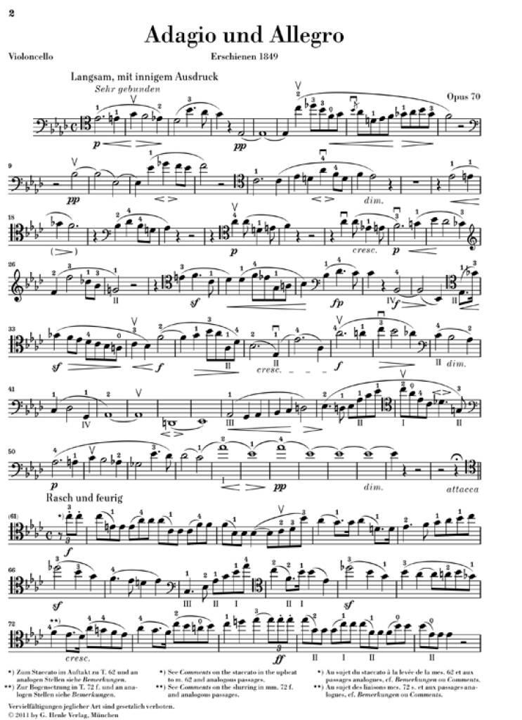 Robert Schumann: Adagio und Allegro op. 70 für Klavier und Horn: Cello mit Begleitung