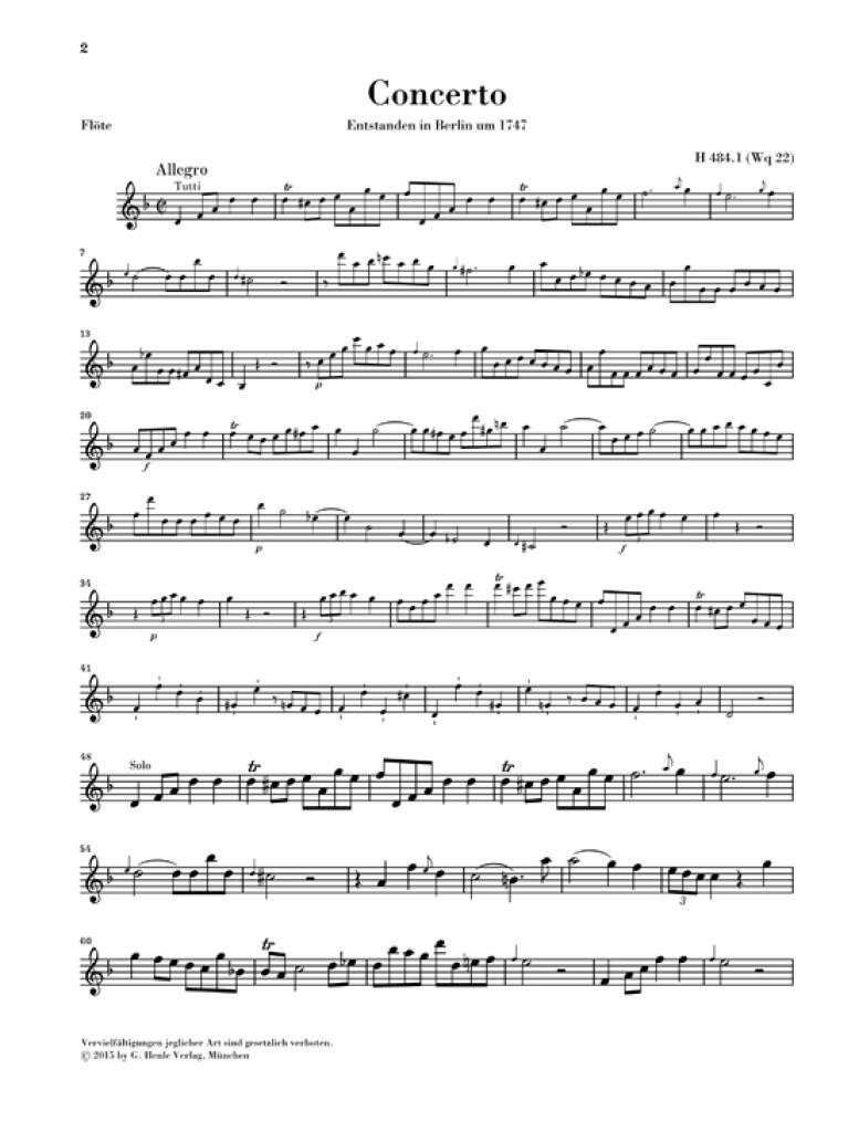 Carl Philipp Emanuel Bach: Flötenkonzert D-moll: Flöte mit Begleitung