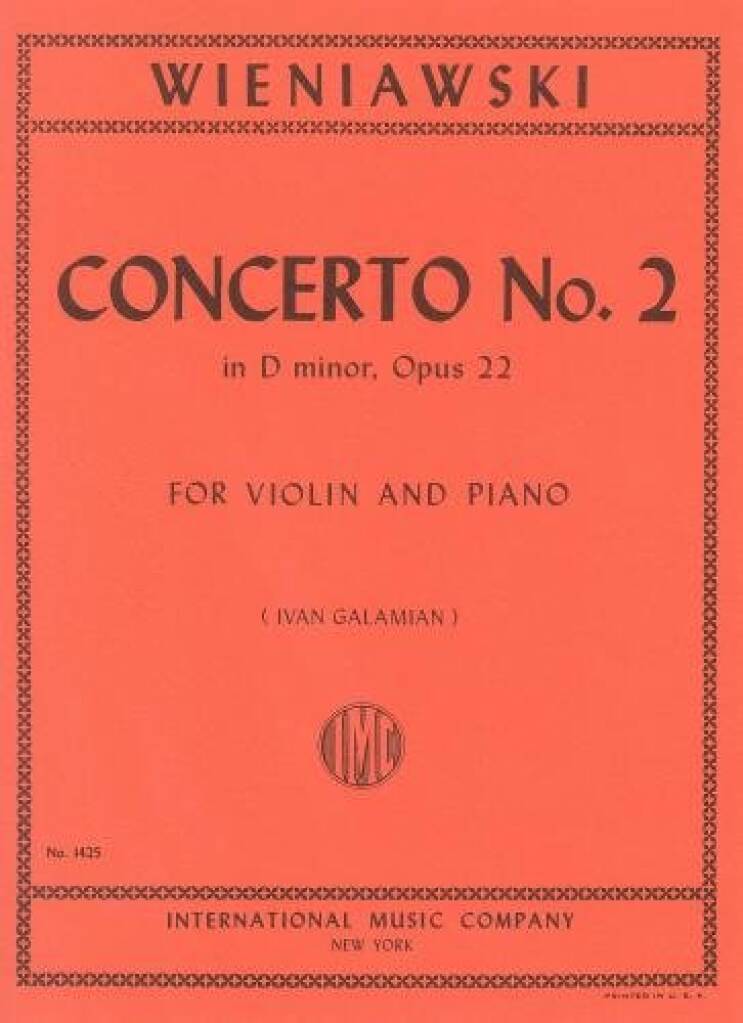 Henryk Wieniawski: Concerto No. 2 in D minor, Opus 22 (Galamian): Violine mit Begleitung