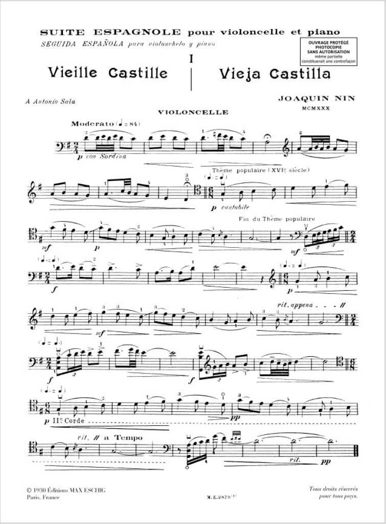 Joaquin Nin-Culmell: Suite Espagnole: Cello mit Begleitung