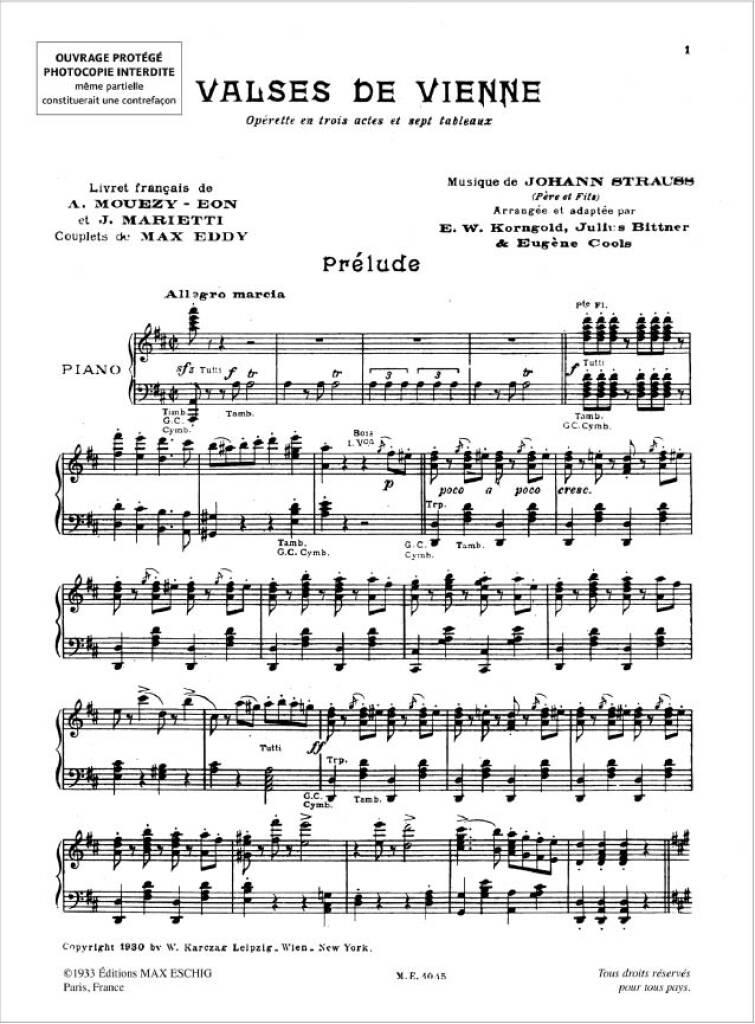Strauss: Valses De Vienne Cht-Piano: Gesang mit Klavier