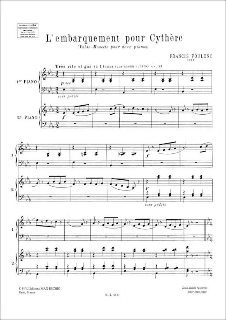 Francis Poulenc: L'Embarquement Pour Cythere: Klavier Duett