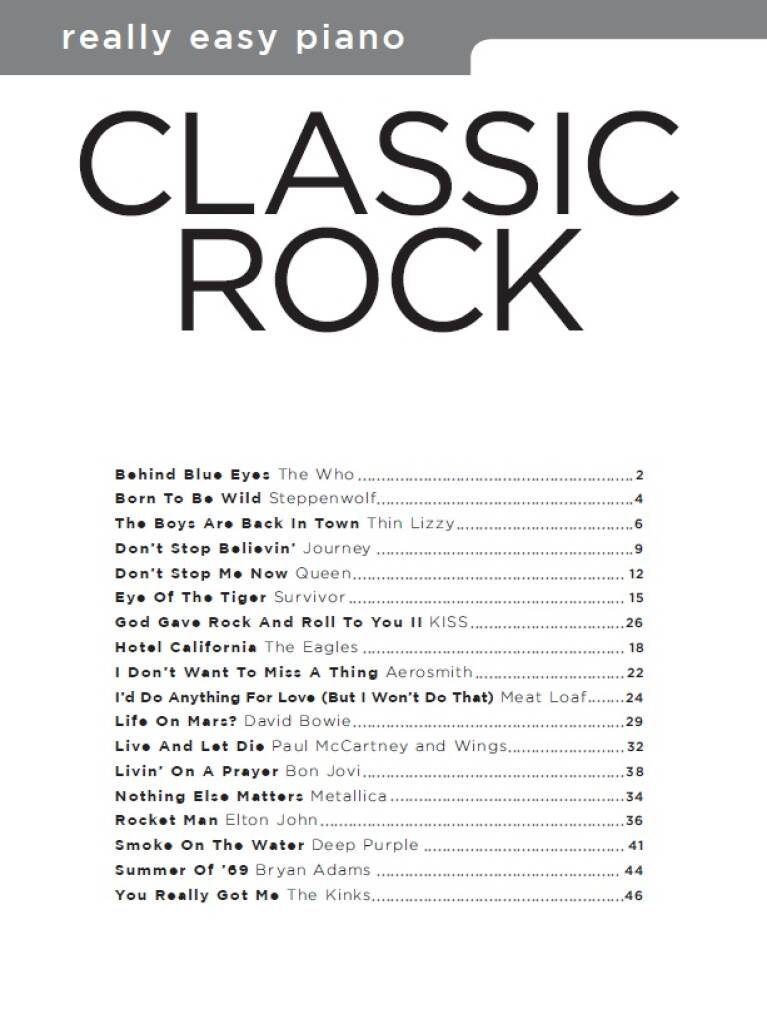 Really Easy Piano: Classic Rock: Easy Piano