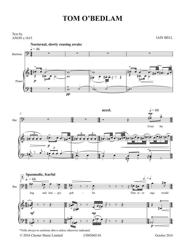 Iain Bell: Tom O'Bedlam (chamber ensemble version): Gesang mit Klavier