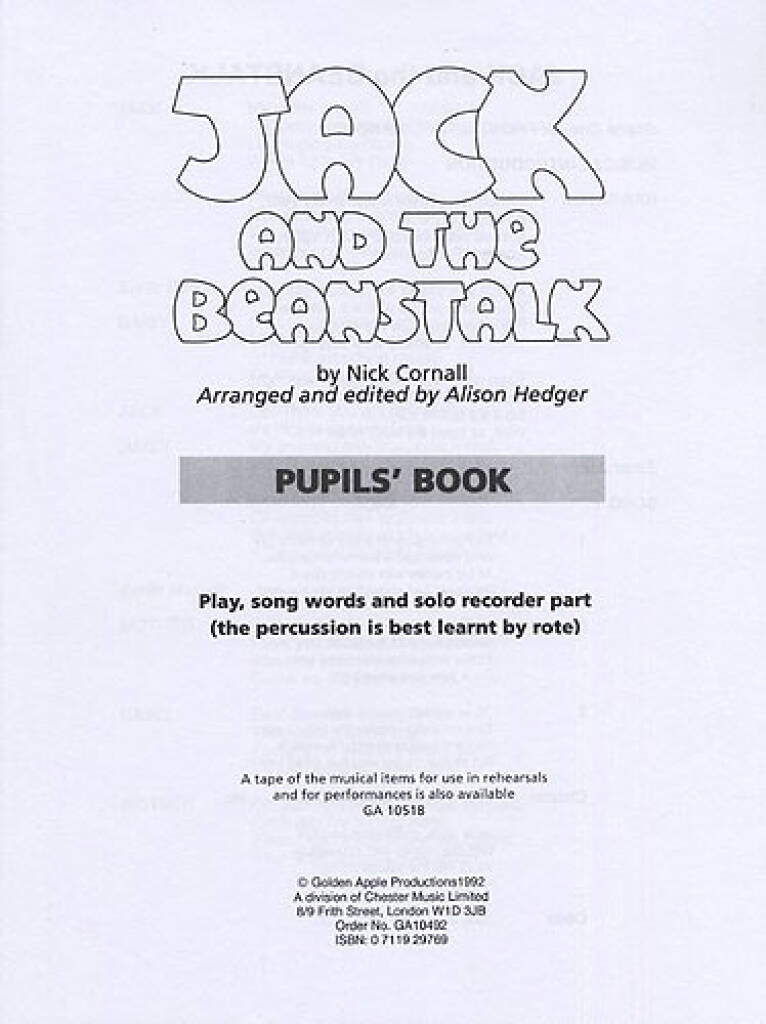 Nick Cornall: Jack and The Beanstalk: Klavier, Gesang, Gitarre (Songbooks)