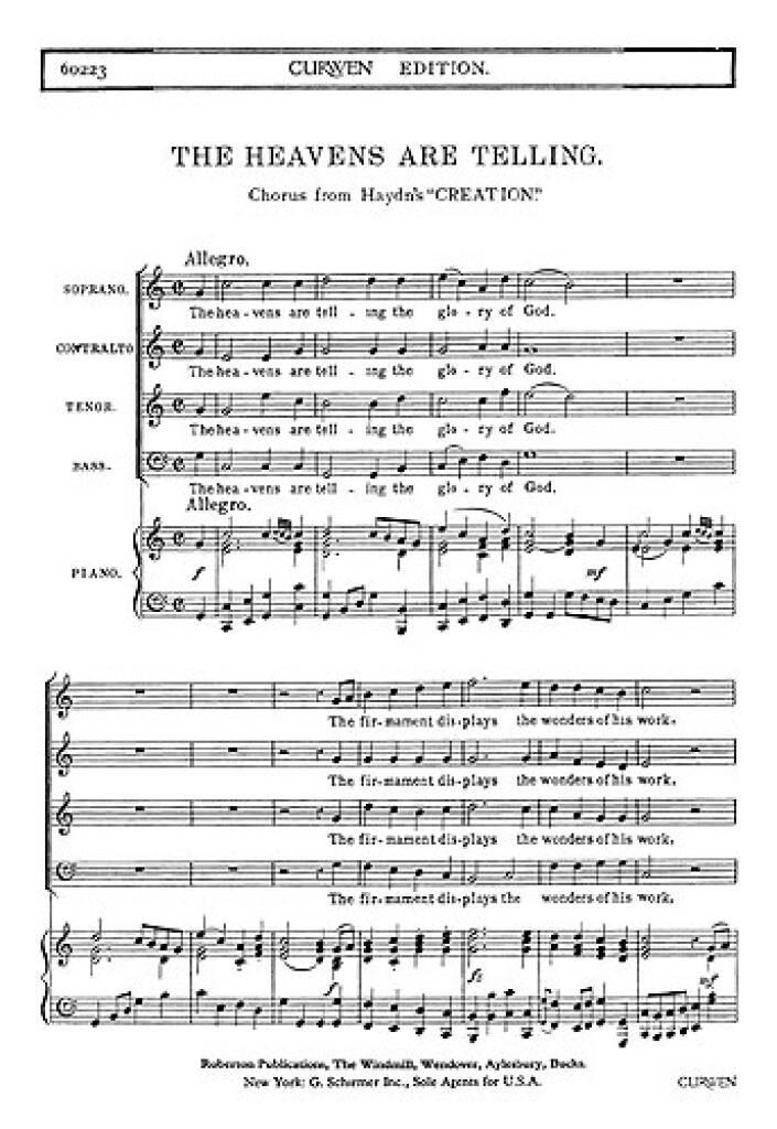 Franz Joseph Haydn: The Heavens Are Telling: Gemischter Chor mit Klavier/Orgel