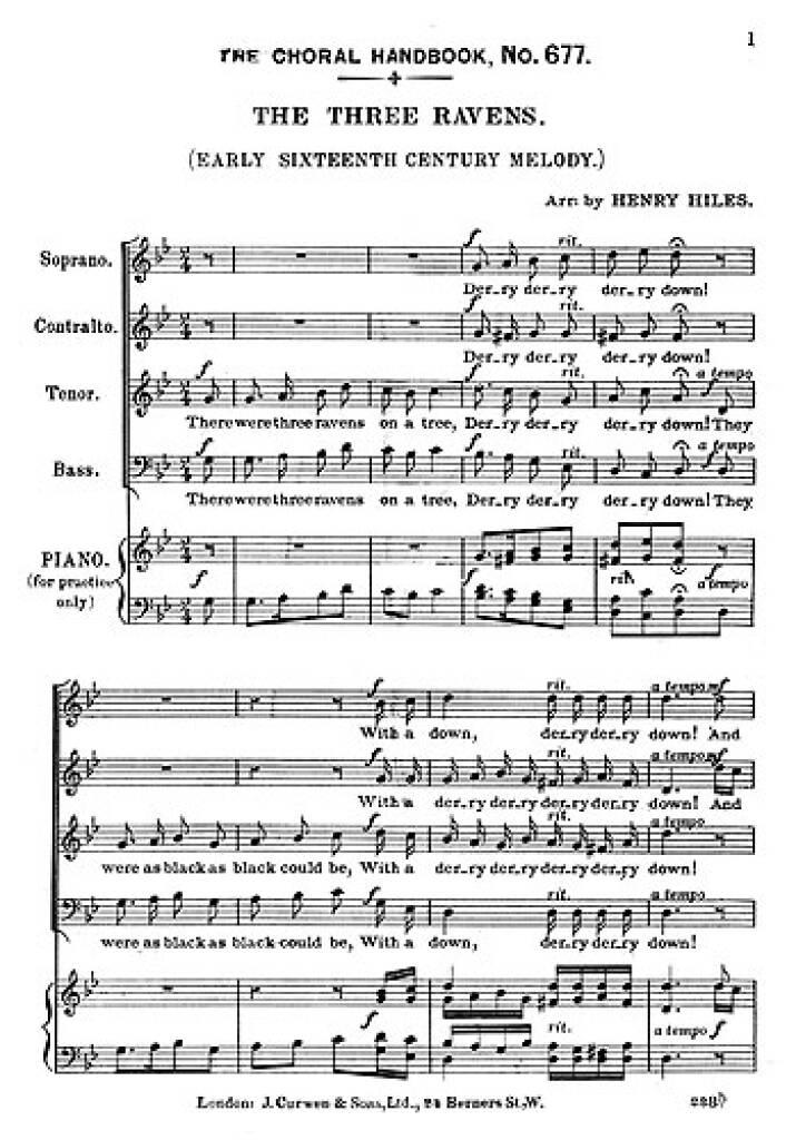 Hiles: The Three Ravens: Gemischter Chor mit Begleitung