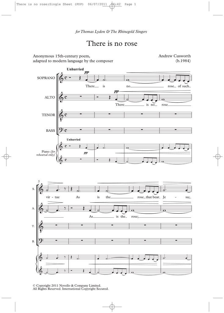 Andrew Cusworth: There Is No Rose (Novello New Choral Series): Gemischter Chor mit Begleitung